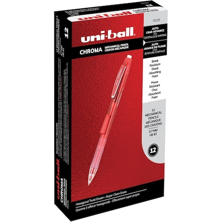 Uni-Ball Mechanical Pencils, Chroma, 0.7mm, 12/PK, Red Barrel UBC70135